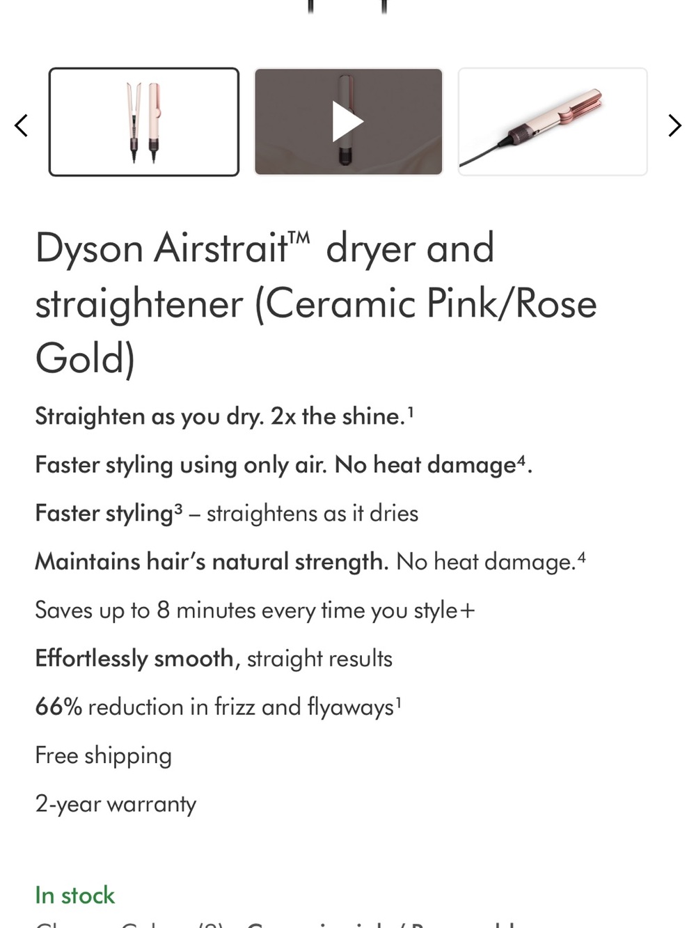 Dyson Hair Styler in Pink and Rose Gold